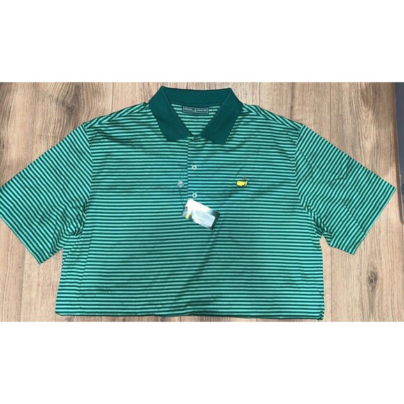 MENS MASTERS PERFORMANCE SHORT SLEEVE GREEN STRIPED POLO GOLF SHIRT SIZE XL - Picture 1 of 4